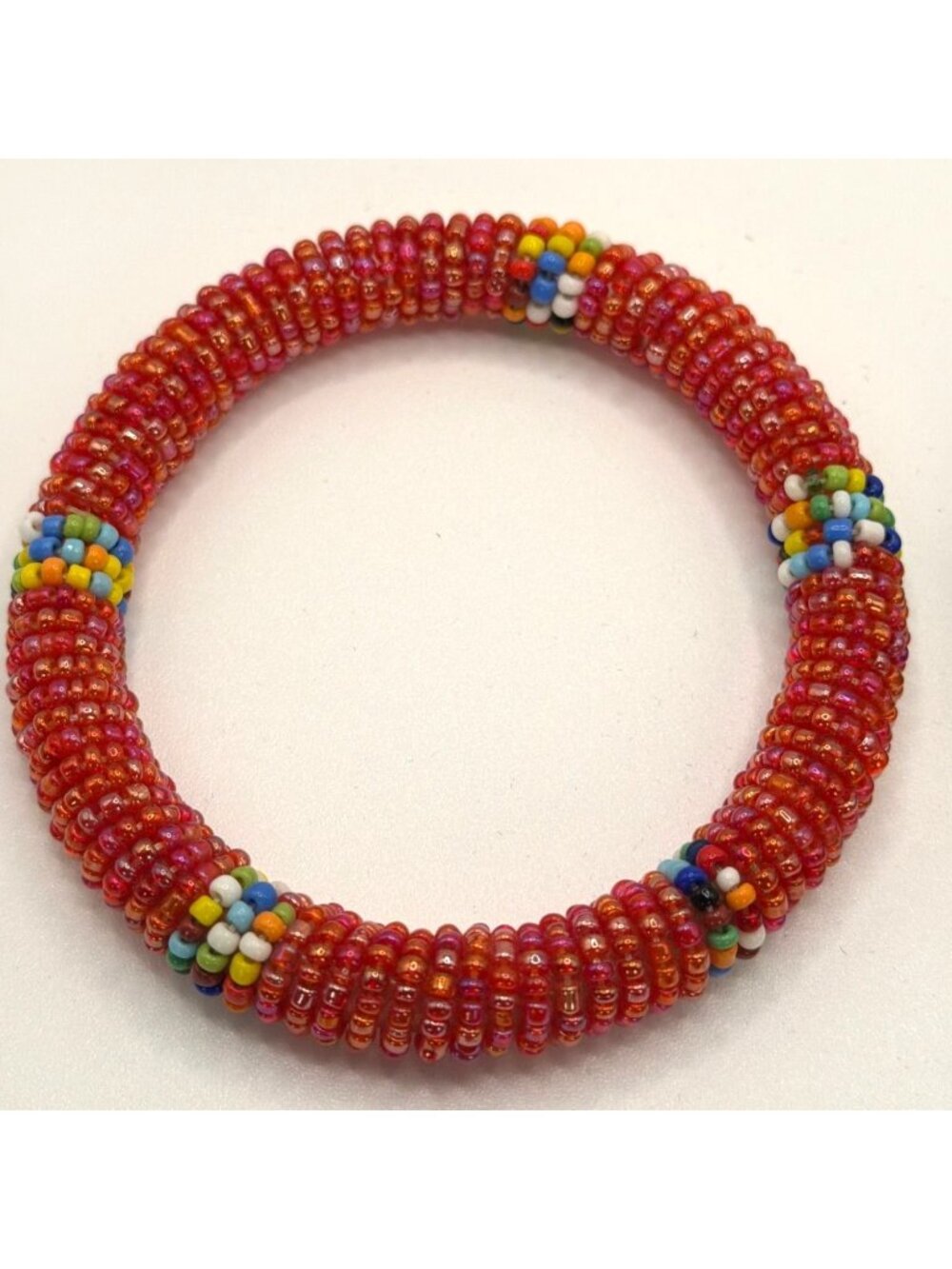 Handcrafted African Beaded Bangle Bracelets Stacked Seed Bead Sliders Set Lot 5 - Picture 14 of 15
